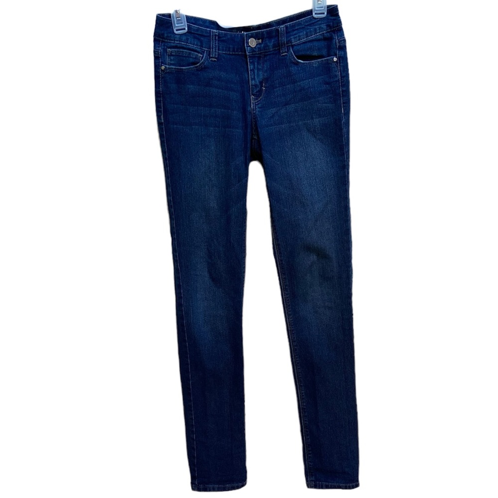 White House black market slim leg  sequined blue jeans